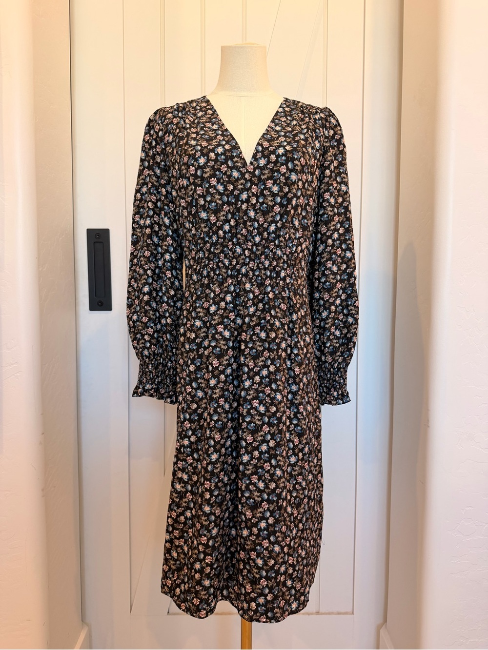 Rebecca Taylor Zelma Floral Smocked Silk Day Dress size 8
